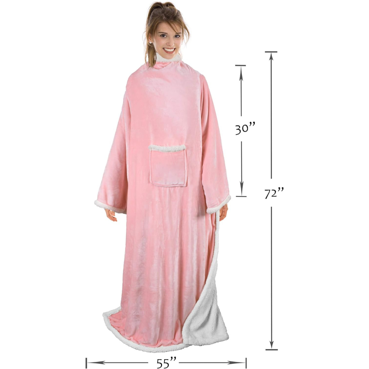 💖 Abrigo Polar Oversize con Mangas y Bolsillo – Suavidad y Calidez para tus Momentos de Descanso